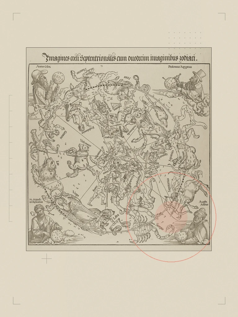 The Celestial Map- Northern Hemisphere. The Met, CC0, treated as a collage plate.